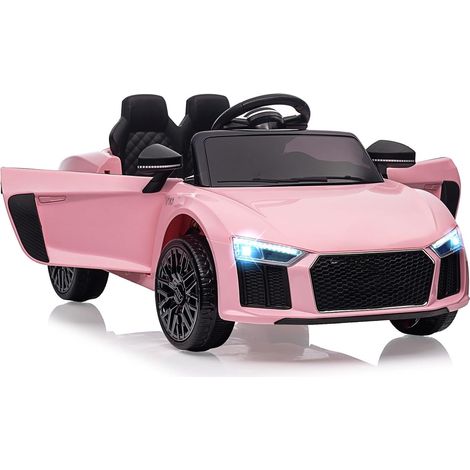 12V Audi R8 Spyder Voiture Électrique pour Enfants avec 2,4 GHz Télécommande, Verrou de Sécurité Enfant, Portes Doubles, 3 Vitesse, MP3, LED, Trompette(Rose)