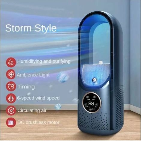Mobile condizionatore d'aria USB dispositivo di raffreddamento portatile aria senza pale del ventilatore con 6 velocità – Mini silenzioso ventilatore con umidificatore – raffreddamento a Ventola – Ner (1/5)