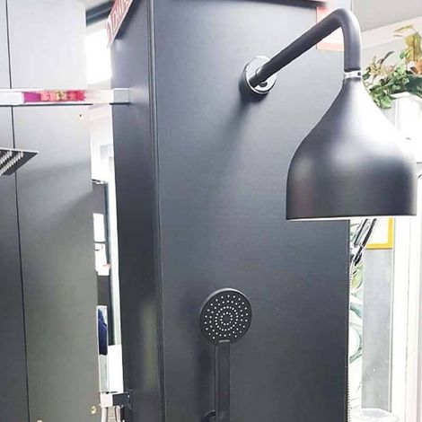 Soffione CROMOTERAPIA con Cover a Campana - in Alluminio Anodizzato Nero e Bianco - 170x170 mm (1/5)