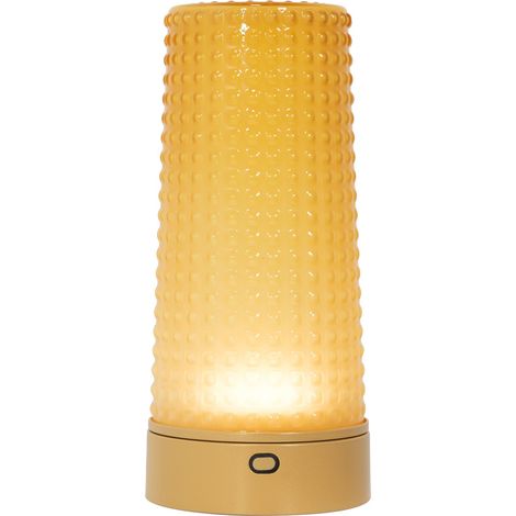 Zafferano Soffio - Lampada da Tavolo LED Ricaricabile IP65, Touch Dimmer, Senza Fili, 10h Autonomia - Oro Opaco e Vetro Soffiato Ambra (1/2)
