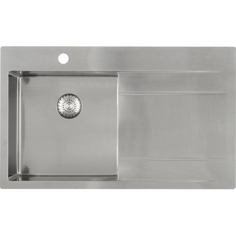 Solido Edelstahlspüle CAPP40ABL Spülbecken mit Abtropfteil rechts, nahtloses Becken, Unterbau ab 500mm, 860x520mm