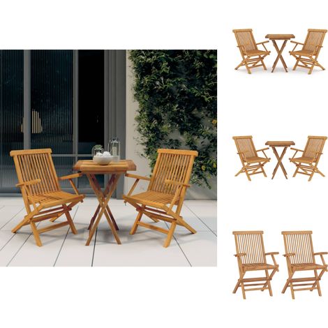 Gartenmöbel-Sets - Living 3-tlg. Garten-Essgruppe Massivholz Teak (1/5)