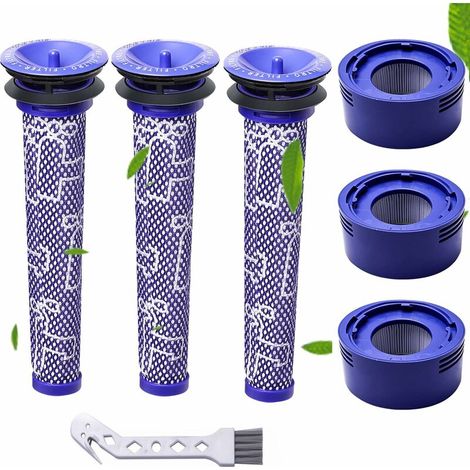 Filter for Dyson, Replacement Vacuum Cleaner Filters for Dyson V6, V6 Motorhead, V6 Absolute and V6 Animal, 3 Pieces Post HEPA-Filter and 3 Pieces Pre-Filter, Replaces Part 965661-01 and 966741-01(v6) (1/5)