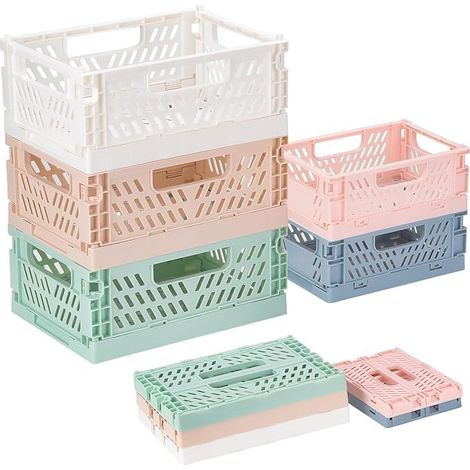 Lot de 5 paniers pliants multicolores - 20 x 15 x 9 cm - Mini boîte pliante 15 x 10 x 5,7 cm - Portable - Stable - Boîte de rangement pliable maison bureau (1/5)