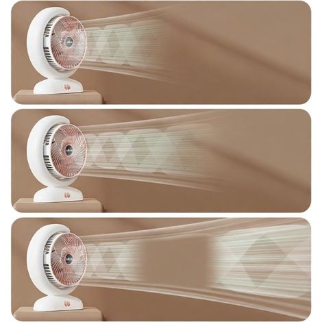Ventilateur de bureau rechargeable par USB avec télécommande, 3 vitesses réglables, 5 modes d'éclairage (blanc, vert, bleu-violet, dégradé de couleurs, mode marche/arrêt), minuterie 1h/2h (1/5)