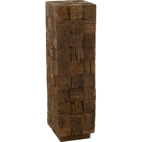 Sellette carrée 30x105 cm à reliefs en bois marron (1/4)