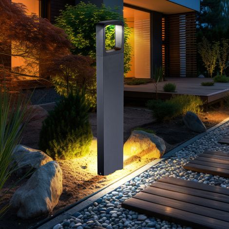 Lampada da terra per esterni a LED, luce da sentiero, luce da esterno grigio scuro, lampada da terra, alluminio, 10W 298Lm bianco caldo, LxPxH 12x5x65 cm