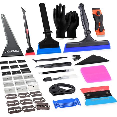 Kit Covering Outils de Film, avec Set Raclette en Silicone, Raclette Vitre
