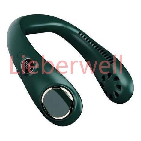 Ventilateur de Cou Portable , JOULLI , Sans Feuilles , USB Rechargeable , 3000 mAh , Vert B (1/4)