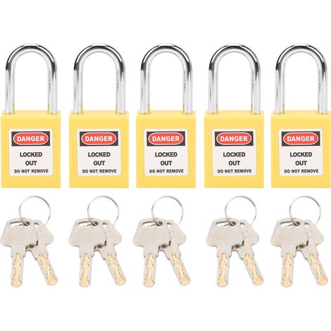 5 ensembles de verrouillage de verrouillage de 38mm, isolation LOTO en Nylon PA en acier pour le transport logistique de l'énergie nucléaire, jaune