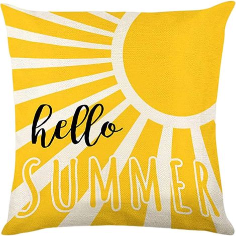 Housse De Coussin - Motif Tournesol - Pour Intérieur Et Extérieur - En Lin - 45 x 45 cm - 1 Pièce (1/3)