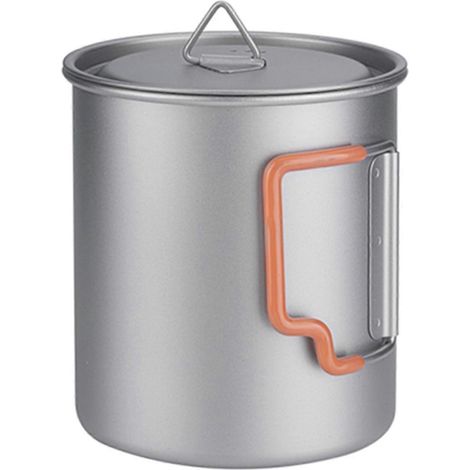 Stapelbare Becher, Campingbecher, Reisebecher aus Titan, mit klappbarem Griff, tragbar für Outdoor-Aktivitäten wie Camping und Reisen