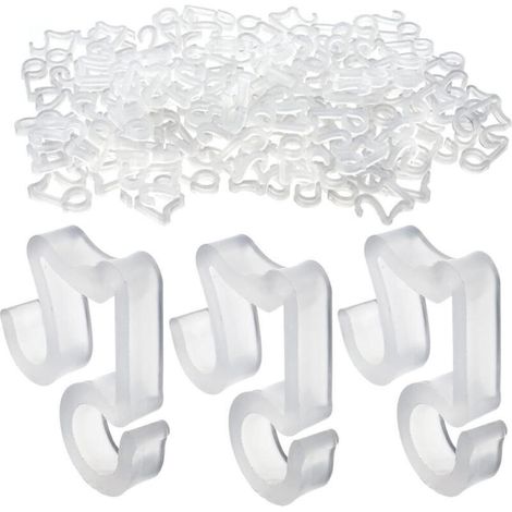 Paquete de 100 ganchos colgantes de plástico blanco para guirnaldas de luces navideñas, ganchos para canalones, ganchos para exteriores (1/5)