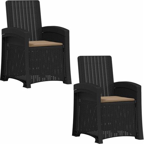 Ensemble de 2 Chaises Longues de Jardin en Rotin Synthétique, Fauteuils d'Extérieur en Polypropylène Résistant (1/5)