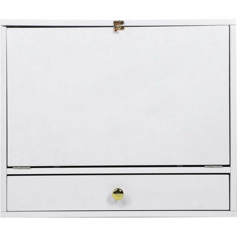 Scrivania a muro ribaltabile in MDF – Cassetto portaoggetti e ripiani – Scrivania sospesa per laptop – Ottimizzazione dello spazio domestico (1/4)