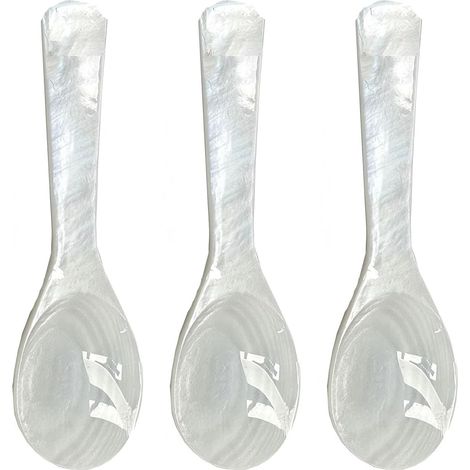 Cuillère À Caviar - Lot De 10 - Nacre Naturelle - 7,3 Cm - Œufs Et Dessert - Blanc (1/5)