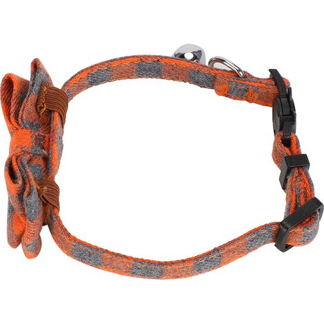 Colliers à nœud papillon mignons pour chats, cravate à carreaux, nœud papillon en tissu doux avec clochette, accessoires de décoration pour animaux de compagnie, orange (1/5)