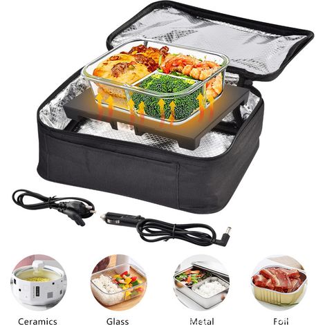 Réchauffeur Alimentaire Portable - Réchauffeur Pour Boîte À Repas 12 V / 24 V / 220 V - Pour Voiture Camion Bureau Maison Voyage - Noir (1/5)