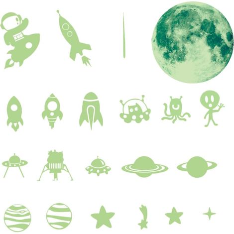 Lot de 1 autocollant fluorescent stickers muraux lumineux en (1/5)