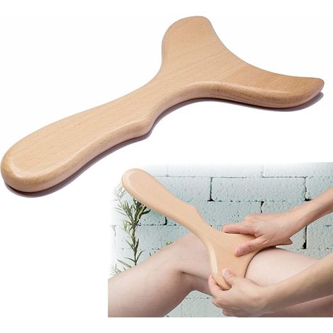 Outil Gua Sha en bois pour le massage du dos, idéal pour soulager la cellulite et détendre les muscles. (1/4)