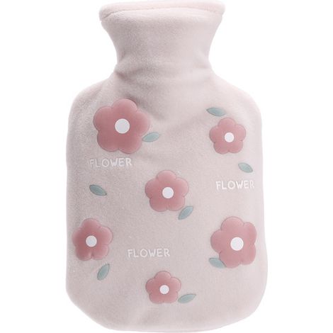 Bouillotte avec housse en velours doux - Motif de Fleurs- 350 ml (1/5)