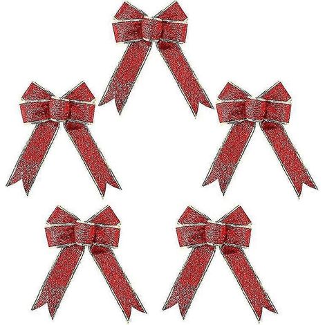 Lot de 5 nœuds en ruban pour décorer les cadeaux de Noël (1/3)