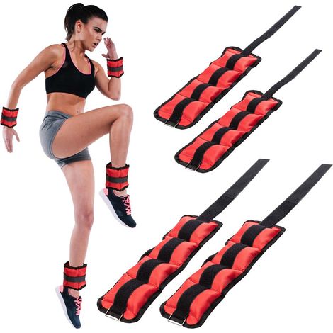 Set 4 Pesi Polsi e Caviglie 2 kg + 1 kg Allenamento Palestra Aerobica Fitness