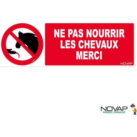 Panneau Ne pas nourrir les chevaux merci - Rigide 450x150mm - 4062716