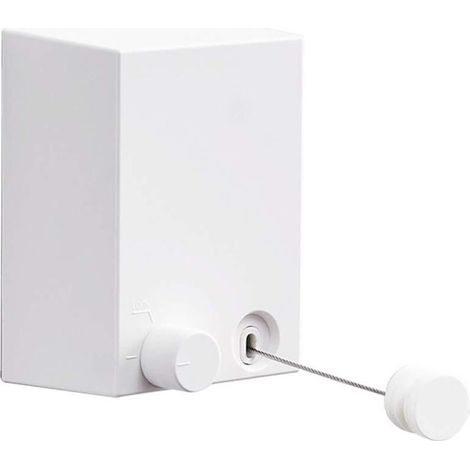 Tendedero retráctil con cable de acero inoxidable ajustable, estilo hotel, resistente, no requiere taladros, montaje en pared, 4,2 m, color blanco (1/4)