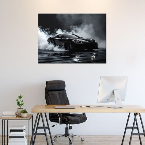 Wandbild Schwarzer Sportwagen 60x40 (1/4)