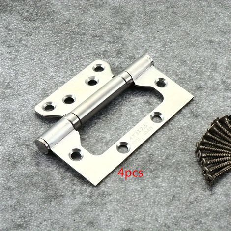 4-teiliges Set robuster Türscharniere aus Edelstahl, 10,16 x 7,62 cm, Aufputzmontage, modern-klassischer Stil, gebürstete Metalloberfläche, leichtgängig, silberfarben (1/4)