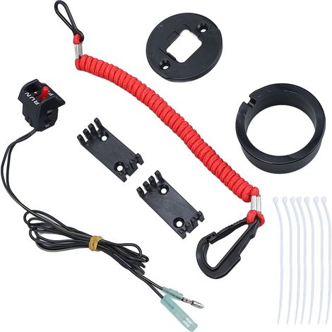 Ortviai Interrupteur d'arrêt d'urgence avec cordon de sécurité pour moteur hors-bord Mariner 19674A07, kit complet (1/5)