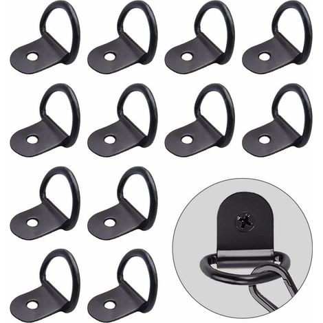 Anneau fixe en acier inoxydable 12PCS D - ring fixe remorque anneau fixe moto camion kayak voiture outils électriques Camping hamac bois noir (1/4)