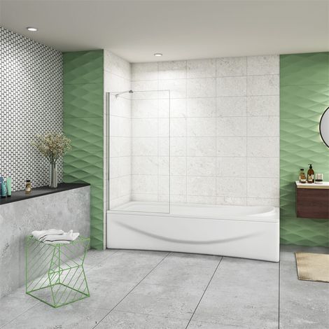 80x140cm 6mm Badewannenaufsatz ESG Nano Glas feste Glaswand Glastrennwand auf Badewanne (1/5)