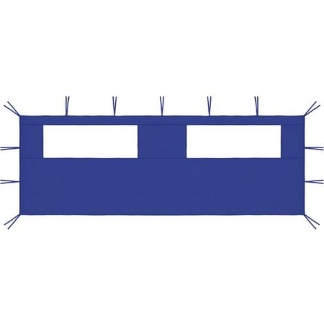 Le kiosque possède des fenêtres sur un mur latéral, mesure 6 x 2 mètres et est bleu. (1/5)