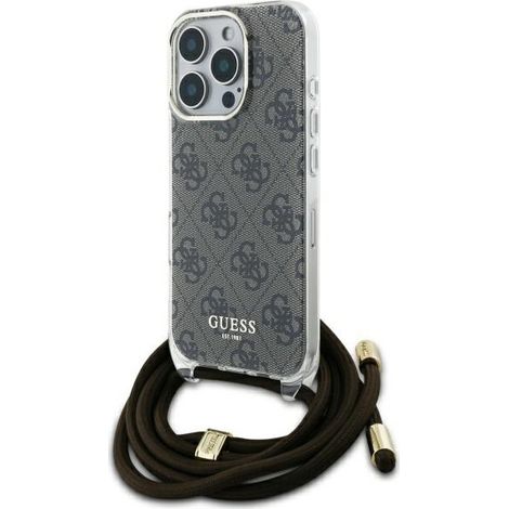 Funda rígida marrón/marrón Guess GUHCP16LHC4SEW para iPhone 16 Pro de 6,3 pulgadas con cordón cruzado y 4G. (1/5)
