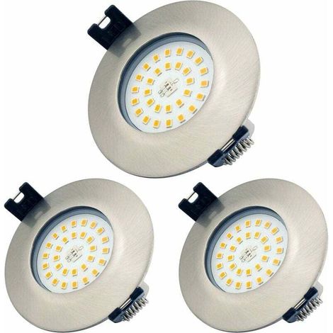 LED-Einbaustrahler Badezimmer IP44 7W rund ultraflach weiß 3000K warm 220V Deckeneinbaubeleuchtung für Küche, Wohnzimmer, Flur (3er-Set) [Energieklasse A++] (1/4)