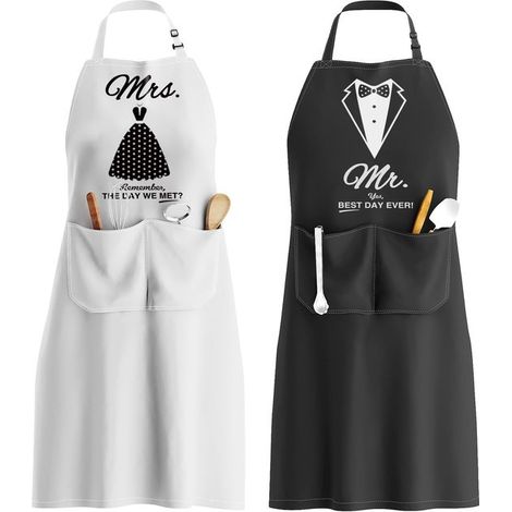 Set di grembiuli per coppie: un'idea regalo divertente per la cucina, ideale per matrimoni, fidanzamenti o Natale, per feste di matrimonio e come regalo aziendale. (1/5)