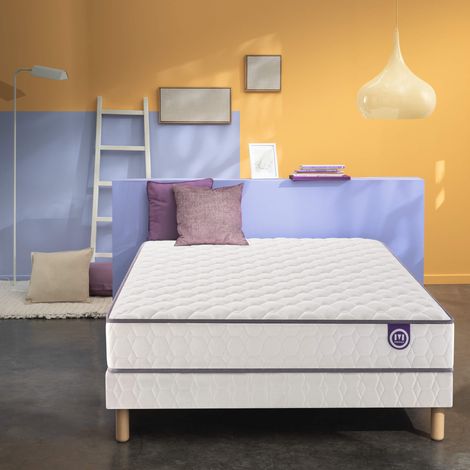 Ensemble Merinos matelas ressorts ensachés Well Bed, sommier Twist et pieds 140x190 (1/5)