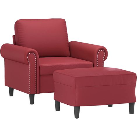vidaXL Poltrona con Poggiapiedi Rosso Vino 60 cm in Similpelle (1/4)