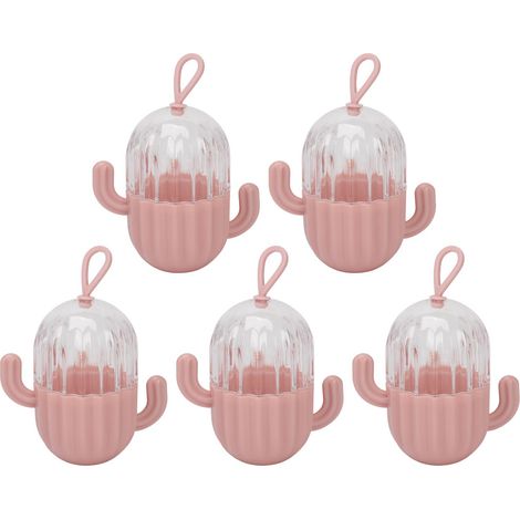 Lot de 5 boîtes de rangement transparentes en forme d'œuf de cactus pour éponges à maquillage, houppettes, boucles d'oreilles et bagues. (1/5)