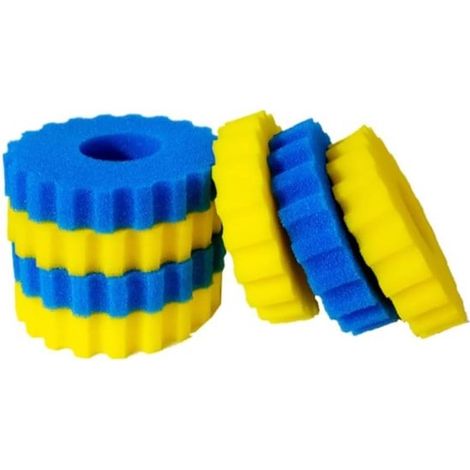 Filtro para estanques, Espuma para filtro de estanques, Apto para CPF/CPA15000-3 espumas azules + 4 espumas amarillas, 25,5 x 25,5 x 5 cm (1/5)