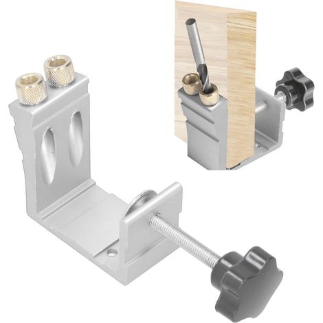 Gabarit de perçage oblique à 15° pour le travail du bois, kit de perçage pour tourillons, accessoire de menuiserie, gris argenté (1/5)