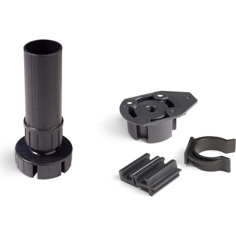 Lot de 4 Pieds pour meubles, réglables 98-140mm, Plastique noir, avec accessoires, pour cuisine socle 100mm (1/5)
