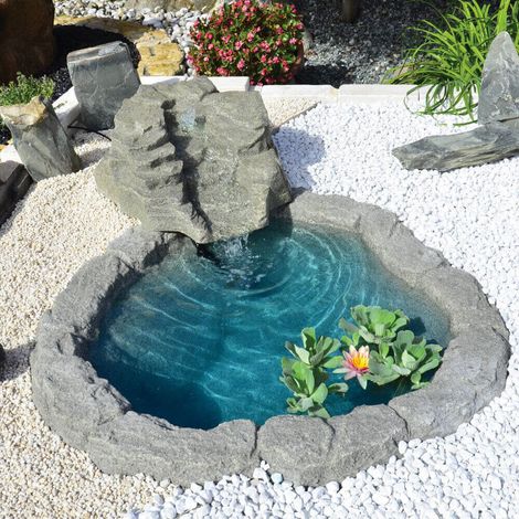 Cascata Artificiale Roccia da Giardino 130x100 cm in Vetroresina con Pompa