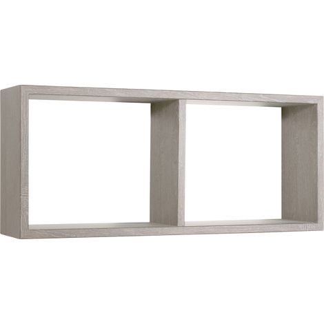 Mensola Rettangolare 2 Scomparti da Parete 70x30x15,5 cm in Fibra di Legno Morgana Rovere Grigio New (1/5)