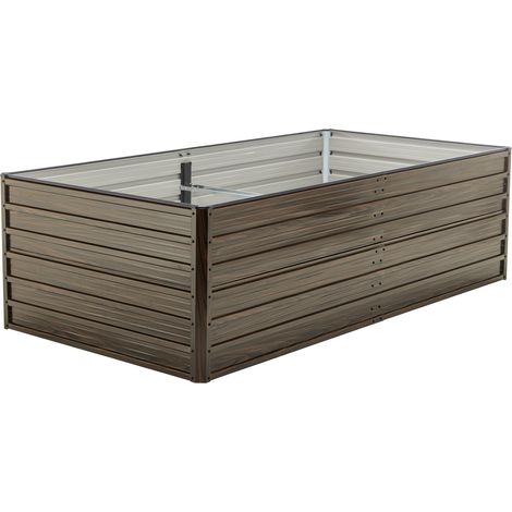 Carré potager surélevé en métal 219x112x64 cm - Jardinière de jardin antirouille - Pour légumes et fleurs - Marron (1/5)