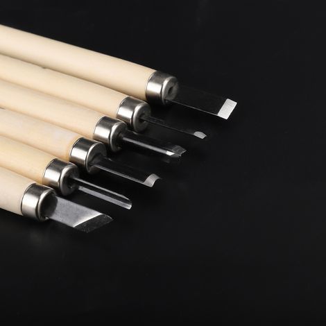Ensemble de 6 outils et ciseaux à bois, convenant aux travaux manuels de base et de précision en menuiserie. (1/5)