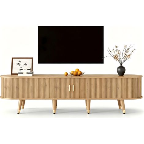 Meuble TV bois brillant,de 175 cm,rangements integres,en mdf,pour televiseur,175 x 38 x 45 cm (1/5)