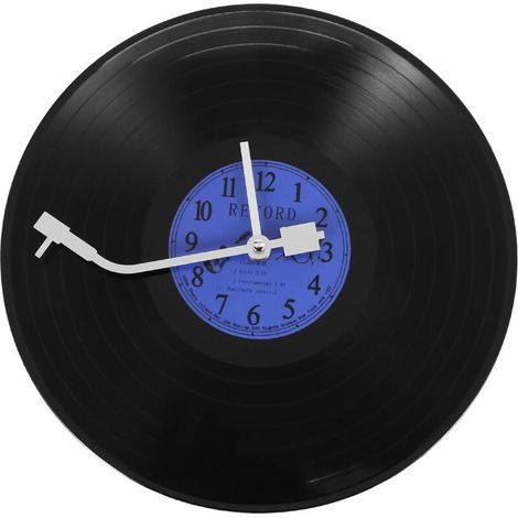 Horloge murale rétro ronde à quartz décoration de la maison bleu + plastique noir-Fei Yu (1/5)
